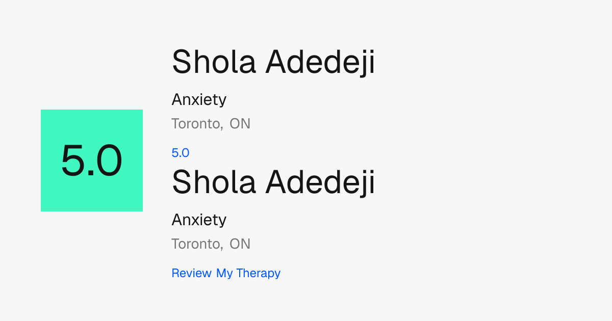 Shola Adedeji, MA Reviews in Toronto, ON | Review My Therapy
